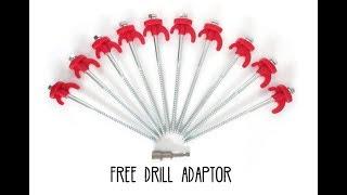 Screw In Tent Pegs Amazing Drill Into Normal Ground & Hard Standing Ground: Fast