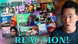 Apex Legends All Cinematic Launch Trailers Reaction! | FIRST TIME WATCHING | Seasons 1-21