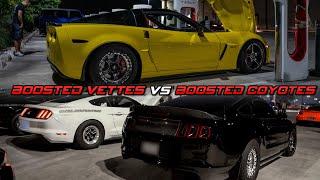 800hp+ Blower Vettes take on Gen 1, Gen 2, and Gen 3 Coyotes... Who's on top is the real question?