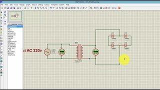 Convert AC 220v to DC 9v Circuit Design Simulation  in Proteus Software