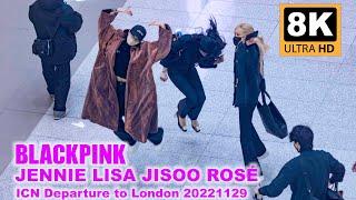 20221129 BLACKPINK  블랙핑크 JENNIE LISA JISOO ROSÉ ICN Departure to London Concert by 4KLive
