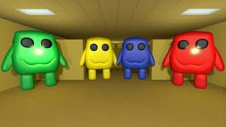 GREEN , YELLOW , BLUE AND RED 3D NEXTBOT MEMES IN BACKROOMS [ Garry's Mod ]