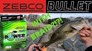 Zebco Bullet WITH BRAID!!!(SO MANY FISH)(SPINCAST)(PUSH BUTTON)(FISHING REEL)(POWER PRO)(SPIDERWIRE)