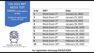 CSS 2022 MPT MOCK TEST SERIES