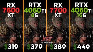 RX 7600 XT vs RTX 4060 Ti 8GB RX 7700 XT vs RTX 4060 Ti 16G | Ryzen 5 7600 | Tested in 15 games