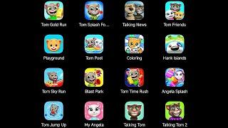 24 Talking Tom & Friends Games: Talking Tom: Gold Run,Splash Force,Talking News,My Talking Angela