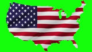 USA Shaped Flag on Green Screen Waving [FREE USE]