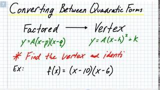 A1 - Converting Factored Form to Vertex Form