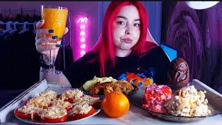 Еда с новогоднего стола мукбанг/еда на камеру mukbang