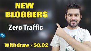 Easy Income from Ads | Minimum Payment $0.02 | Ad Network for New Bloggers | Zero Traffic Allowed