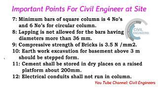 Important points for Civil Site Engineers Must Remember