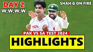 Pakistan vs South Africa 1st Test Day 2 Highlights 2024 | Pak vs Sa Test Highlights