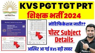 KVS PGT TGT PRT Official Notification out 2024|kvs permanent vacancy 2024|kvs eligibility age post