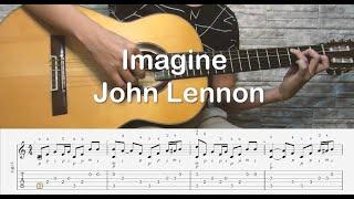 (Fingerstyle Guitar Tutorial) John Lennon - Imagine (Free Guitar Score TAB)