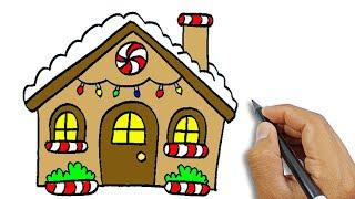 How to draw a gingerbread house | Simple Drawings For Beginners