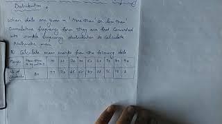 Arithmetic mean in case of cumulative frequency