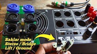 Trik pasang input balance power amp anti gagal || Cara pasang saklar mode Stereo/Bridge Lift/Ground