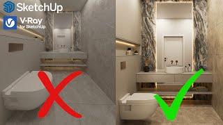 Avoid These Mistakes | Camera Settings For Tiny Rooms | V-Ray for SketchUp Tutorial