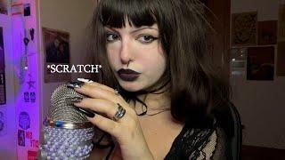 bare mic scratching w/ long nails & mouth sounds ASMR - hand movements, whispering, etc.