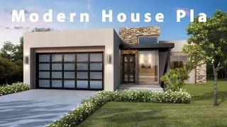 2 Bedroom, 2 Bath Modern House Plan / 1 Story Modern House