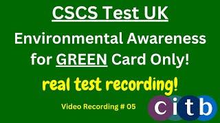 CSCS Card UK | CSCS Test 2023 | CSCS Test for Green Card | #cscscard  | #05 #environment #awareness