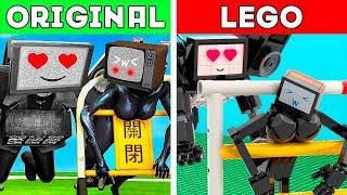 TV WOMAN + TITAN TV MAN: Original vs LEGO -  Noob, Pro, HACKER! | Skibidi Toilet (Part 8)