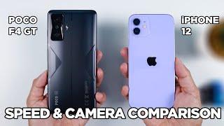 POCO F4 GT vs iPhone 12 SPEED & CAMERA Comparison | Zeibiz