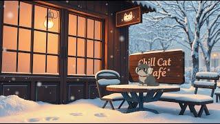 White ChristmasCoffee JazzSnowy Night️Cozy Vibes/Cat LoFi Study Music/Relaxing at Chill Cat Café