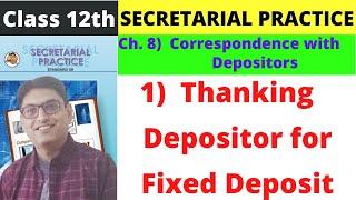 Thanking depositors for depositing amount with the company