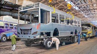 Inside Primitive Factory Producing Massive Bus by Hand - Production Line