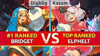 GGST ▰ Digblig (#1 Ranked Bridget) vs Kazam (TOP Ranked Elphelt). High Level Gameplay