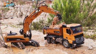 Excavator on Sticky Mud | Wltoys RC Construction Accident | Cars Trucks 4 Fun