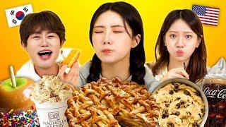 Koreans Try American Desserts For The First Time (Apple Pie, Cookie Dough, Coke Float) | KATCHUP