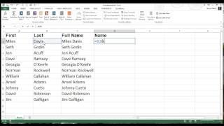 Excel Concatenation with First and Last Names