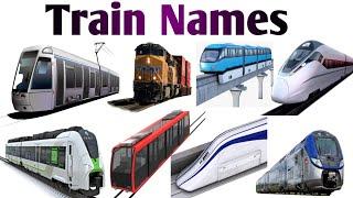 Train Names | Learning Types of Train Transport in English for Kids | Railway Vehicles