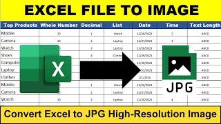 How to convert excel to jpg image. |MS Excel.