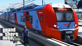 GTA 5 Train Simulator Mod! Driving Lastochka Train Mod!