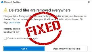 Deleted files are removed everywhere error message in Microsoft OneDrive |