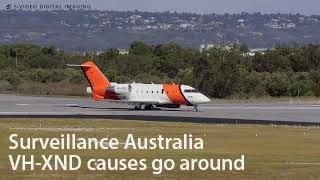 Surveillance Australia (VH-XND) Bombardier Challenger 604 causes a go around.