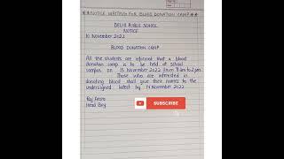 Notice writing for Blood donation camp️#noticewriting #shorts #short #shortvideo #youtubeshorts