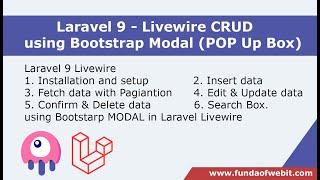 Laravel 9 Livewire CRUD using Bootstrap Modal with Pagination, Search bar & Validation in Livewire