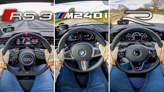 RS3 vs. M240i vs. Golf 8 R | 0-100 km/h & 100-200 km/h acceleration | by Automann