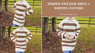 XS-3XL | Crochet Striped Sweater Dress | DIY Tutorial & Pattern