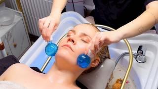 ASMR Relaxing Herbal Hair Bath Head Spa with ice globes and head massage (Unintentional ASMR)