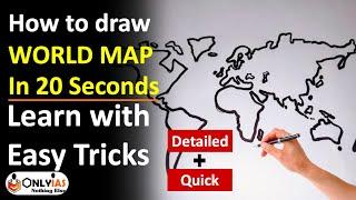 How to Draw World Map in 20 Seconds? | UPSC tricks | Easy World Map Drawing | Quick World Map