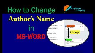 How to change author's name in MS word | Change username in MS word comments | Plagfree content