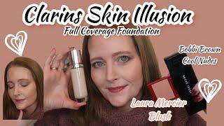 Clarins Skin Illusion Full Coverage foundation, Bobbi Brown Cool Nudes, Laura Mercier Blush