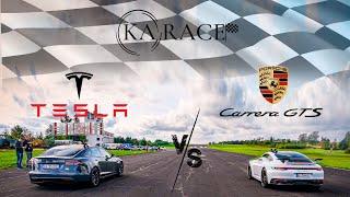 Drag Race: Tesla Model S Plaid (1020 PS) vs Porsche Carrera GTS (480 PS)