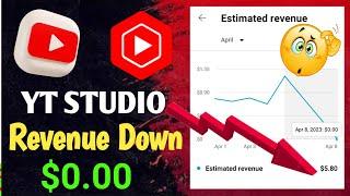 YT STUDIO Revenue Down | Youtube estimated Revenue Graph down | Yt studio 8th April earning $0.00