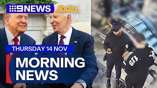 Joe Biden meets Donald Trump; Sydney manhunt underway | 9 News Australia